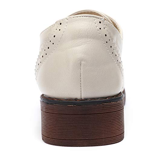 Odema sapato feminino de couro PU bico bico bico macio confortável cadarço brogue Oxford salto baixo