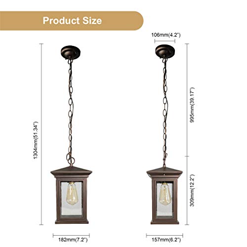 Jetima Outdoor Pendant Light Exterior Ceiling Light With Aluminum Finish And Tempered Clear Seeded Glass Oil Rubbed Bronze (Orb) For Entryway, Porch, Doorway #TOP3