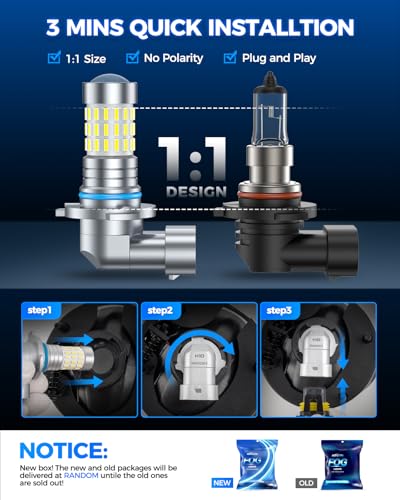 Image of Marsauto 9145 H10 LED Fog Light Bulbs, 10,000 lumens 6000K Cool White, 48 Chips DRL Bulb, H10 Led Fog Lights 1:1 Mini Size 9140 9040 9045 Led Fog Lights, 360 Illumination, Side Marker Lights