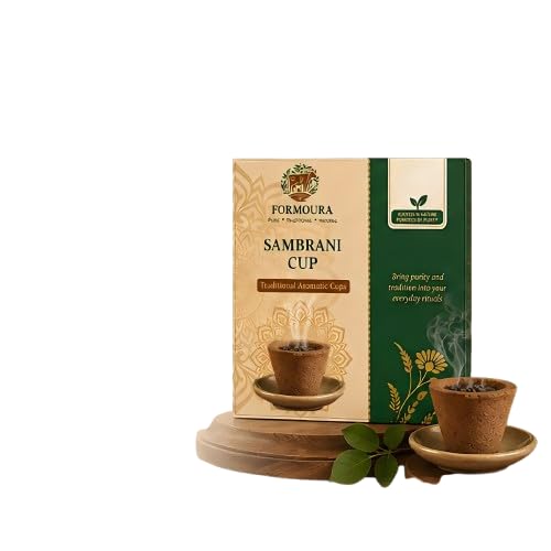 Organic Cow Dung Sambrani Dhoop Cups | 16 Cups-100% Natural | Blend of Guggal, Lobaan & Natural Herbs | Ideal for Pooja, Meditation, Yoga and Aromatherapy-image-47
