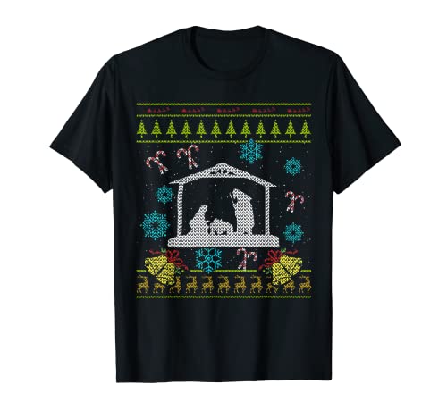 Nativity Christmas Fea Camisa Cristiana Camisa Jesús Camiseta
