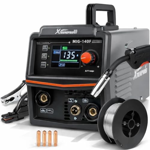 Image of XtremepowerUS 3-in-1 MIG Welder 135Amp,110V Flux Core Welder Flux Core MIG/Lift TIG/Stick Large LED Digital Display Welding Machine Gasless Welder IGBT FLUX