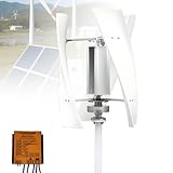 【COMPACTO Y FIJO】 El aerogenerador vertical de baja velocidad utiliza dos rodamientos, lo que permite un movimiento más suave del ventilador, con menos vibraciones y ruido. Gracias a su diseño compacto, ofrece la menor velocidad de arranque y un mayor rango de viento, lo que le permite generar electricidad con vientos más suaves.