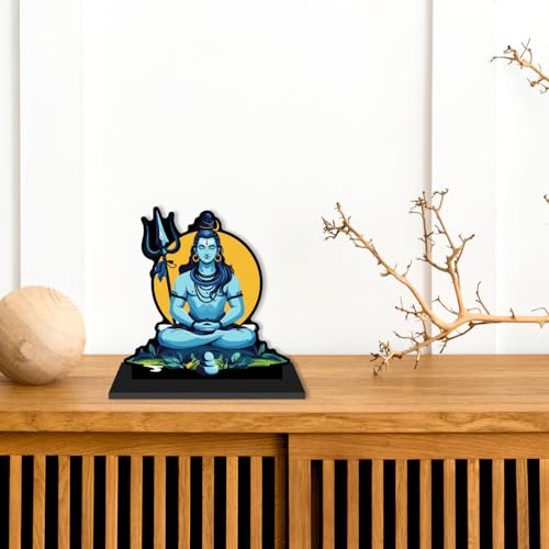 Image of CVANU Wooden Idols & Figurine Table Top Lord Mahadev Decorative Item Religious Showpiece for Study Table| Office Desk| Book Shelf| Gift| Home Decoration (6inch X 6inch) S496