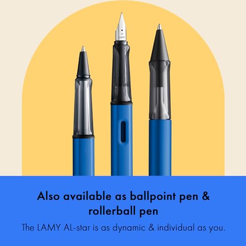 Image of LAMY AL-star oceanblue - Fountain Pen with ergonomic grip & polished Left-Handed steel nib (LH) in size M - lightweight aluminum body - including LAMY T 10 blue cartridge
