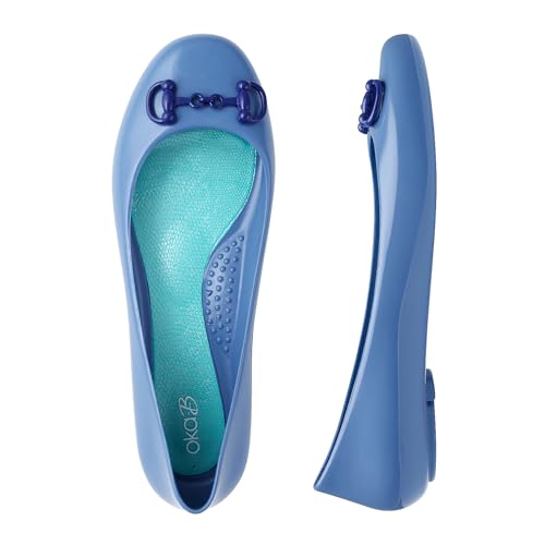 Oka-B Women's Taylor Ryder Flats,Elemental Blue with Sapphire Plastic Horse Bit Charm Charm, Size 10 M