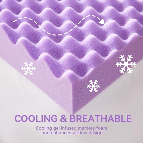 Image of SINWEEK 2 Inch Egg Crate Cooling Gel Memory Foam Mattress Topper Full Size, Soft Mattress Pad for Back Pain Relief, Bed Topper, CertiPUR-US Certified