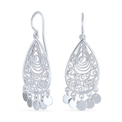 Boucles d'oreilles chandelier larmes femme ado en argent sterling 925