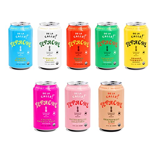 De La Calle Tepache - Naturally Fermented Pineapple Beverage, Antioxidant Rich, Certified Organic, Fermented, Low Sugar (Mixta Variety Pack) #TOP1