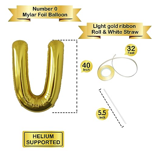 Image of Letter Balloons Gold Party Balloon - 40 Inch Large Gold Letter U Balloon, Letter Balloon Birthday Decorations, Balloon for Women Men Anniversary Party Decorations Supplies