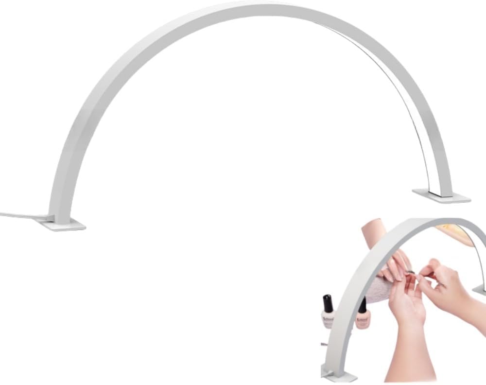 Lash Light Half Moon Nail Desk Lamp, Eyelash Extension, Portable Desk Lamp, Tattoo Light, LED Nail Polish Desk Lamp, Adjustable Brightness LED Rash Lamp White, 40cm