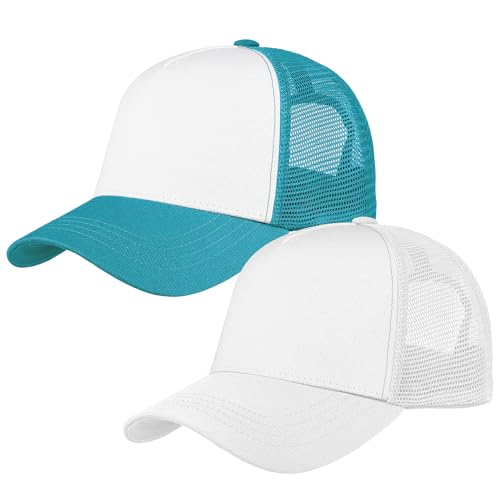 Image of Falari 5-Panel Mesh Baseball Cap, Trucker Hat, Structured Plain Design, Cotton, Adjustable Size