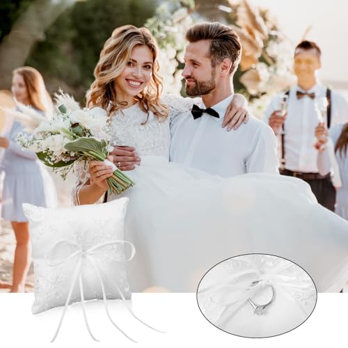 image for Nogeqi Ring Bearer Pillow, Lace Ring Pillow for Ring Bearer, Wedding R