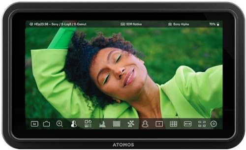 Image of Atomos Shinobi II HDMI 4K Monitor with HDR Touchscreen, All Day Battery Life, and Lightweight Design (Black) Bundle with Green Extreme Battery and Charger