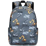 CAMTOP Preschool Backpack for Kids Boys Girls Toddler Backpack Kindergarten School Bookbags for Age 3-8 (Engineering Car Grey)