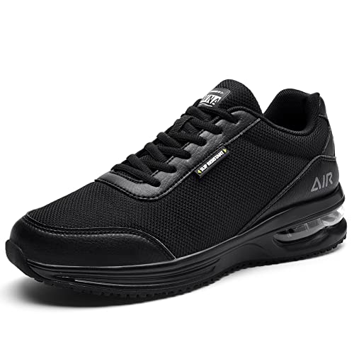 Wna Work Shoes For Men Slip Resistant Breathable Air Sneakers For Food Service Workers Suitable For Walking Casual Black Size 7 #TOP1