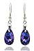 Royal Crystals "Made with Swarovski Crystals" Sterling Silver Purple Blue Drop Dangle Pierced Earrings