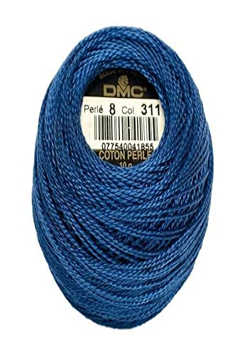 Hilo de algodón perlado DMC tamaño 8 azul marino miniatura 1