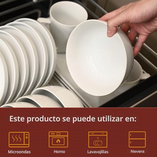 Miniatura 7 de Wishdeco Juego De 4 Cuencos De Cereales, Cuencos Sopa De Cerámica 600ml, Tazones Porcelana Blanca, Cuencos Cocina Para Aperitivo, Postre, Ensalada, Ramen