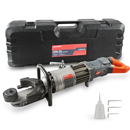 Image of 1150W Electric Hydraulic Rebar Bender 7 /8 Inch Portable Hydraulic Rebar Bending Machine #7 10-22mm Rebar within 2.5-3s Easy Bending Rebar Steel Bar HRB-22 (Orange)