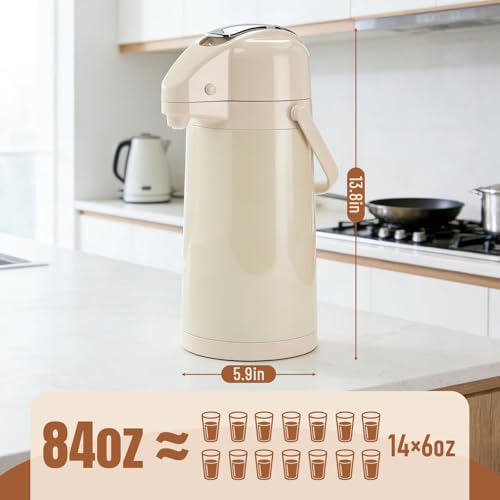 Image of Upgraded Airpot Coffee Carafe with Double Pump - 84oz /2.5L Coffee Carafe for Keeping Hot, Beverage Dispenser for Hot /Cold Beverage (1, White)