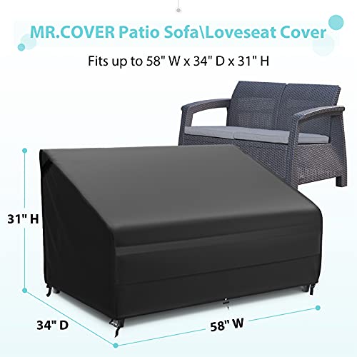 Mr.cover 33Inch Outdoor Chair Cover And 58Inch Patio Loveseat Cover Combo Set, Waterproof & Uv-Protection, Strong & Sturdy, Classic Black, Nuits Series #TOP2