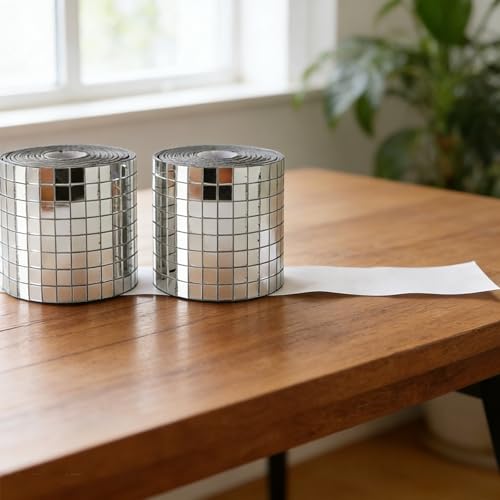 Adhesivos autoadhesivos para bola espejada, baldosas de vidrio espejado para manualidades, decoración de fiestas y proyectos DIY miniatura 2