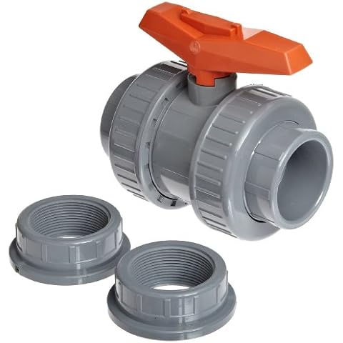 GF Piping Systems CPVC True Union Ball Valve, Two Piece, PTFE Seat, EPDM Seal, 2" Socket/NPT Threaded Cover