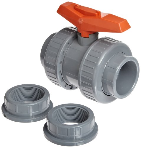GF Piping Systems 163375004 CPVC TRUE Union Ball Valve, Two Piece, PTFE Seat, EPDM Seal, 1" Socket/NPT Threaded