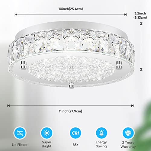Crystal Chandeliers Flush Mount LED Ceiling Light Fixture, 5000K Daylight White Super Bright 1980LM 11-Inch Non-Dimmable Farmhouse Kitchen Light Modern Ceiling Lamp for Bedroom Bathroom Nursery Crystal Chandeliers Flush Mount LED Ceiling Light Fixture, 5000K Daylight White Super Bright 1980LM 11-Inch Non-Dimmable Farmhouse Kitchen Light Modern Ceiling Lamp for Bedroom Bathroom Nursery