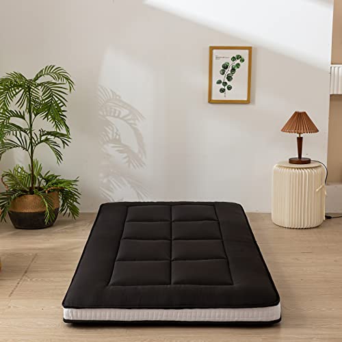 Maxyoyo Twin Bed Mattress Japanese Floor Mattress Futon Mattress, Twin Mattress Pad Camping Mattress Floor Bed Mattress Topper, Easy To Foldable And Portable, Black Futon Single Mattress #TOP2