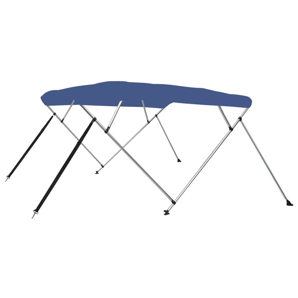 Bimini pour Bateau, Bimini Top Taud de Soleil Auvent Bimini à 4 arceaux Bleu 243x180x137 cm