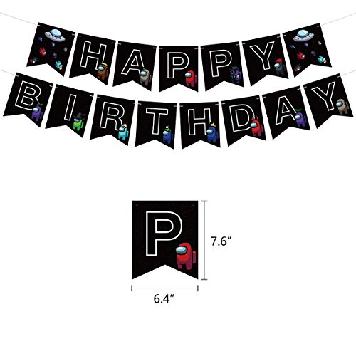 Popular Game Among Us Party Decoration Set of 136, Among Us Party Supplies Include Happy Birthday Banner, Latex Balloons, Cake Cupcake Toppers, Stickers for Among Us Fans - Thumbnail 7