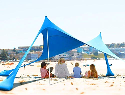 Extra Large Family Outdoor Event/Beach Sun Sail Shade Canopy. Waterproof, Spf 50+, 6-8 People, 12'X12'X7' Dark Blue #TOP24