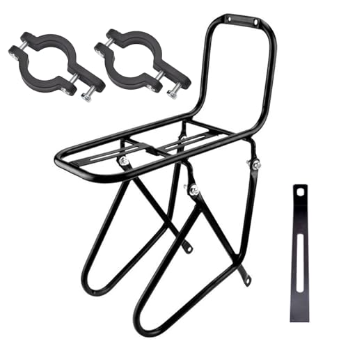 OAJABBGE Portabicicletas frontal de 15 kg de capacidad para bicicletas de montaña, portaequipajes de acero, portaequipajes de viaje