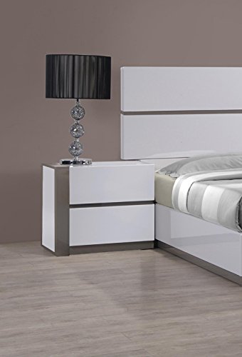 Milan Valencia, Nightstand, White/Gray #TOP1