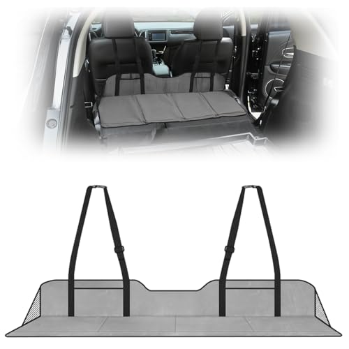 WODHMIEY Car Backseat Extension, Foldable Flannel Mattress Extension with Storage Pockets, Portable Camping and Sleeping Panel, Easy to Install, Adjustable Fit for SUVs, MPVs &Compact Vehicles Gray