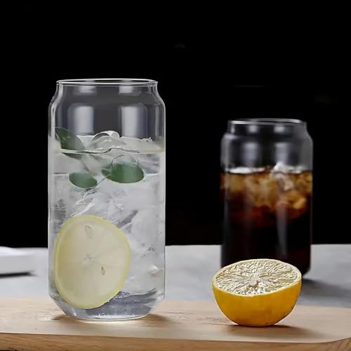 Image of criterion Drinking Glasses Set of 6 - Can Shaped Glass Cups, 490ml Iced Coffee, Smoothies, Soda, Beer, Water Tumblers | Unique Glass Cups Set | Dishwasher-Safe Glassware (6)