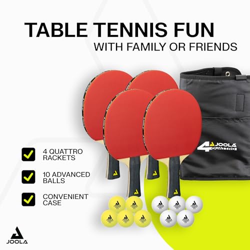 JOOLA Quattro Ping Pong Paddles Set of 4 - Includes 10 Advanced 3 Star Ping Pong Balls and Storage Case - 4 Competition Table Tennis Paddles to Help Improve Your Game with More Spin and Speed - image 2