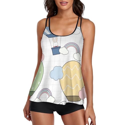 Maillot de Bain Tankini Femme Bikini Short Robe de Plage Originale Imprimé Multicolore