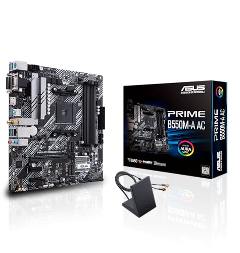 ASUS Prime B550M-A AC AMD AM4 (3rd Gen Ryzen™) Micro ATX Motherboard (PCIe 4.0, WiFi, ECC Memory, 1Gb LAN, HDMI 2.1/D-Sub, 4K@60HZ, Addressable Gen 2 RGB Header and Aura Sync) by Asus - Used condition - CA$109.87