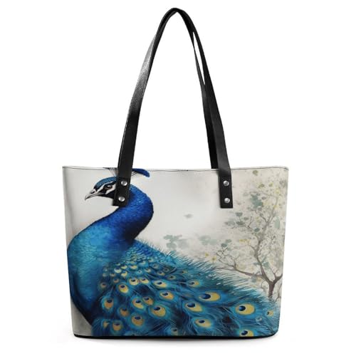 Sac à main en cuir bleu paon grand format pour tout ranger avec style
