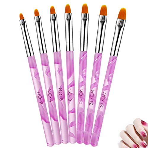 Olakin 7 Piezas Set de Plumas de Arte de Uñas, Cepillo Uñas Acrilicas para Uñas de UV Gel Pinceles, Plumas de Arte de Uñas para Salones de Uñas