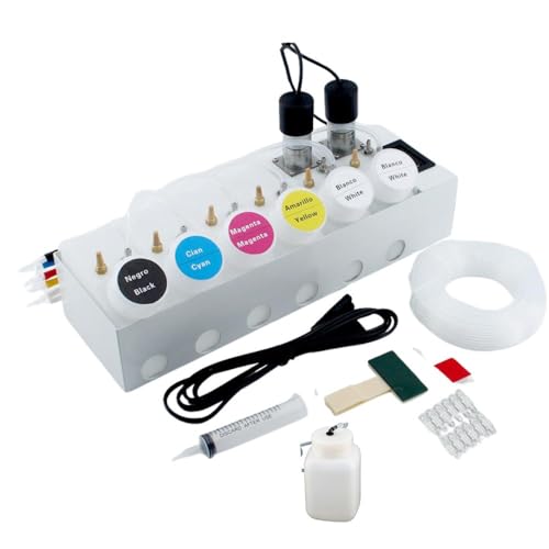 DTF CISS Kit for ET-8550 / L1800 / L805 / L8180 / 18100 – Dual White Ink Tank with Auto Stirrer, Timer, Waste Ink Collector & Continuous Ink System for DTF Printing (6-Color)