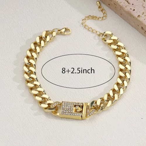 14K Gold Anklets for Women Waterproof Rhinestone Ankle Bracelet Layered Cuban Link Chain Diamond Anklet Beach Jewelry for Women4