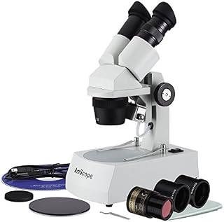 AmScope SE306-AZ-E2 Digital Binocular Stereo Microscope, WF10x and WF20x Eyepieces, 20X/40X/80X Magnification, 2X