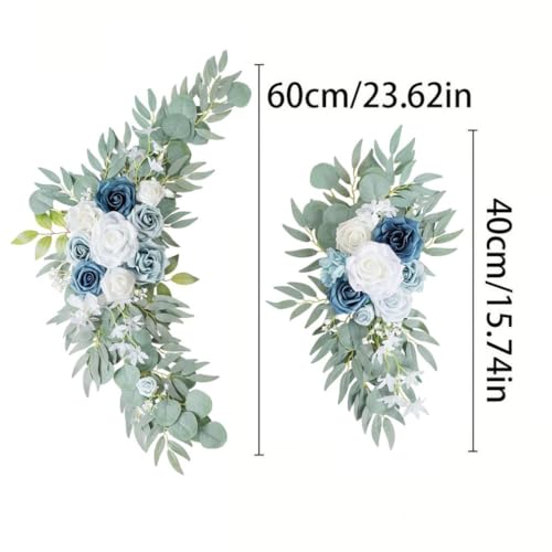 CAffymtkji 2025 New Wedding Arch Flowers (Pack of 2), Artificial Wedding Arch Floral Swag Arrangement for Welcome Signs, Reception Backdrop Decoration, Bridal Shower, Photo Backdrop Decorations (B)