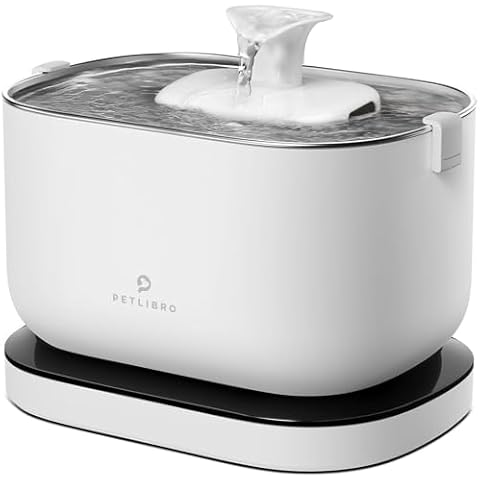 PETLIBRO Cat Water Fountain,Wireless Pet Fountain Battery Operated,2.5L/84oz Dockstream Automatic Dog Water Dispenser for Drinking with Quiet Pump Inside Stainless Steel Tray Easy Clean BPA-Free Cover