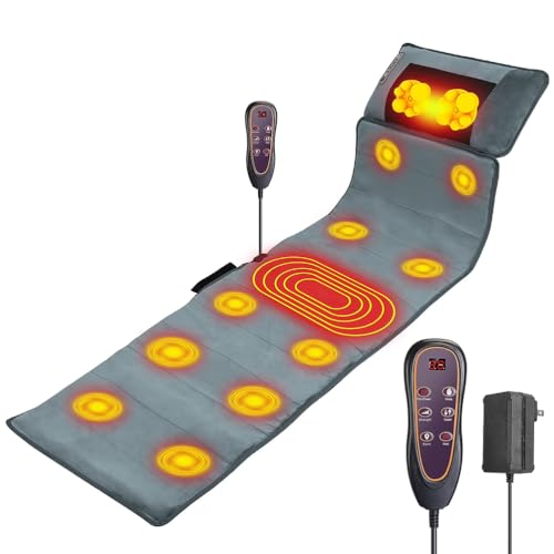 Colchoneta de Masaje Cuerpo Completo, Colchón De Masaje Calefactado con Motores Vibrantes Relajación Muscular para El Alivio del Dolor De Espalda