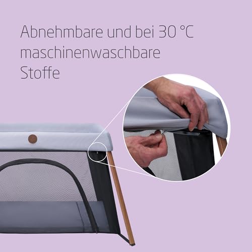 Maxi-Cosi Iris2, 2-in-1 Reisebett Baby, 0-3 Jahre, 0-15 kg, Kompaktes Reisebettchen, 2 Ebenen, Seitliches Einstiegsfenster, Faltbar & Leicht, Matratze Erweiterbar, Umweltfreundlich, Essential Grey